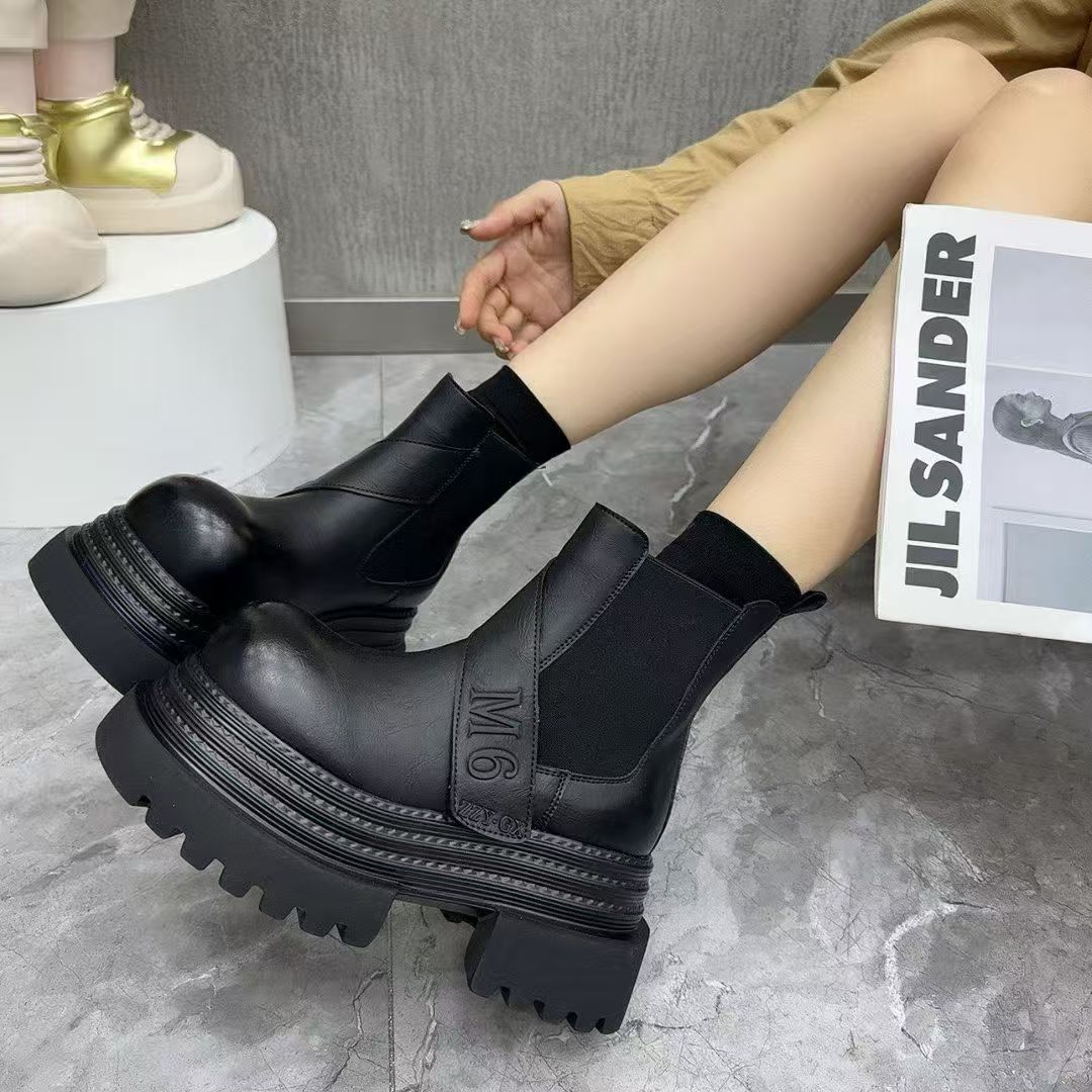 唐小肉常规厚底马丁靴百搭女靴欧若智性风百搭短靴2966-76秋冬