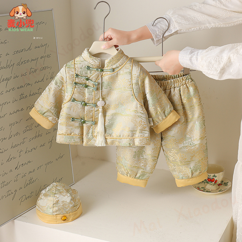 儿童套装汉服唐装古装男童女童婴儿童装秋冬冬季拜年服周岁礼服加