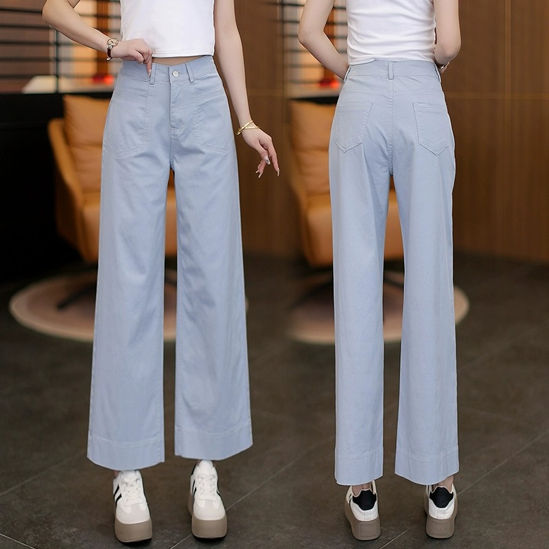 天丝九分阔腿裤女夏季新款高腰超薄宽松垂感小个子直筒休闲裤子