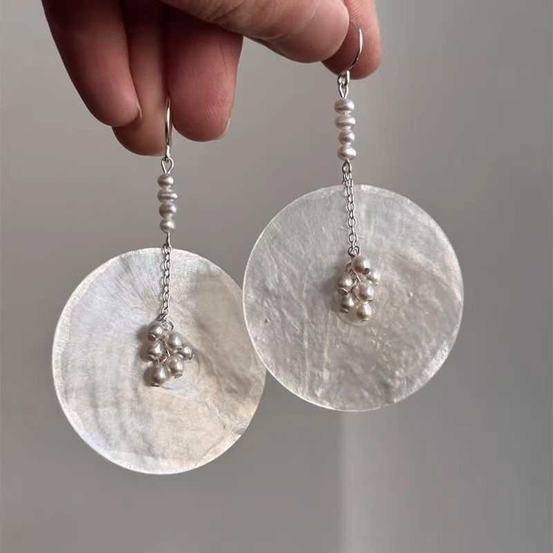 合金耳饰 新中式圆片耳环2025新款简约小众气质耳坠国风清冷耳饰