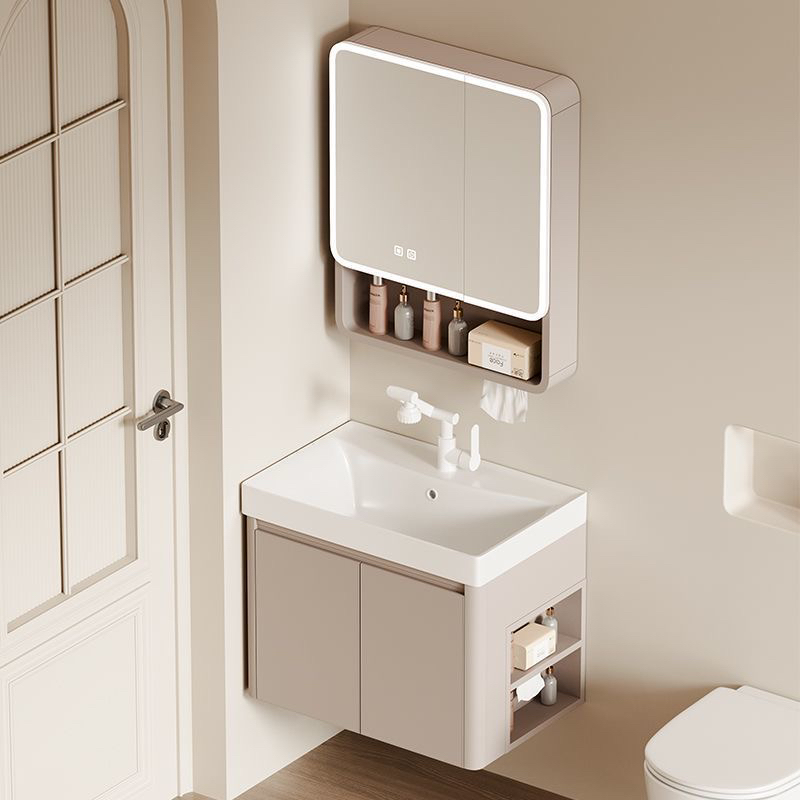 小户型蜂窝铝圆弧浴室柜带侧边收纳加深陶瓷一体洗手洗脸盆洗漱台