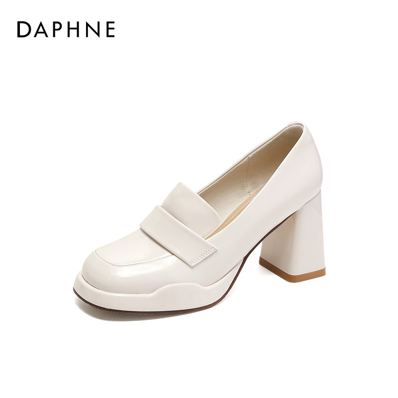 达芙妮乐福鞋女秋季2025新款女士高跟鞋春秋英伦风工作小皮鞋1021