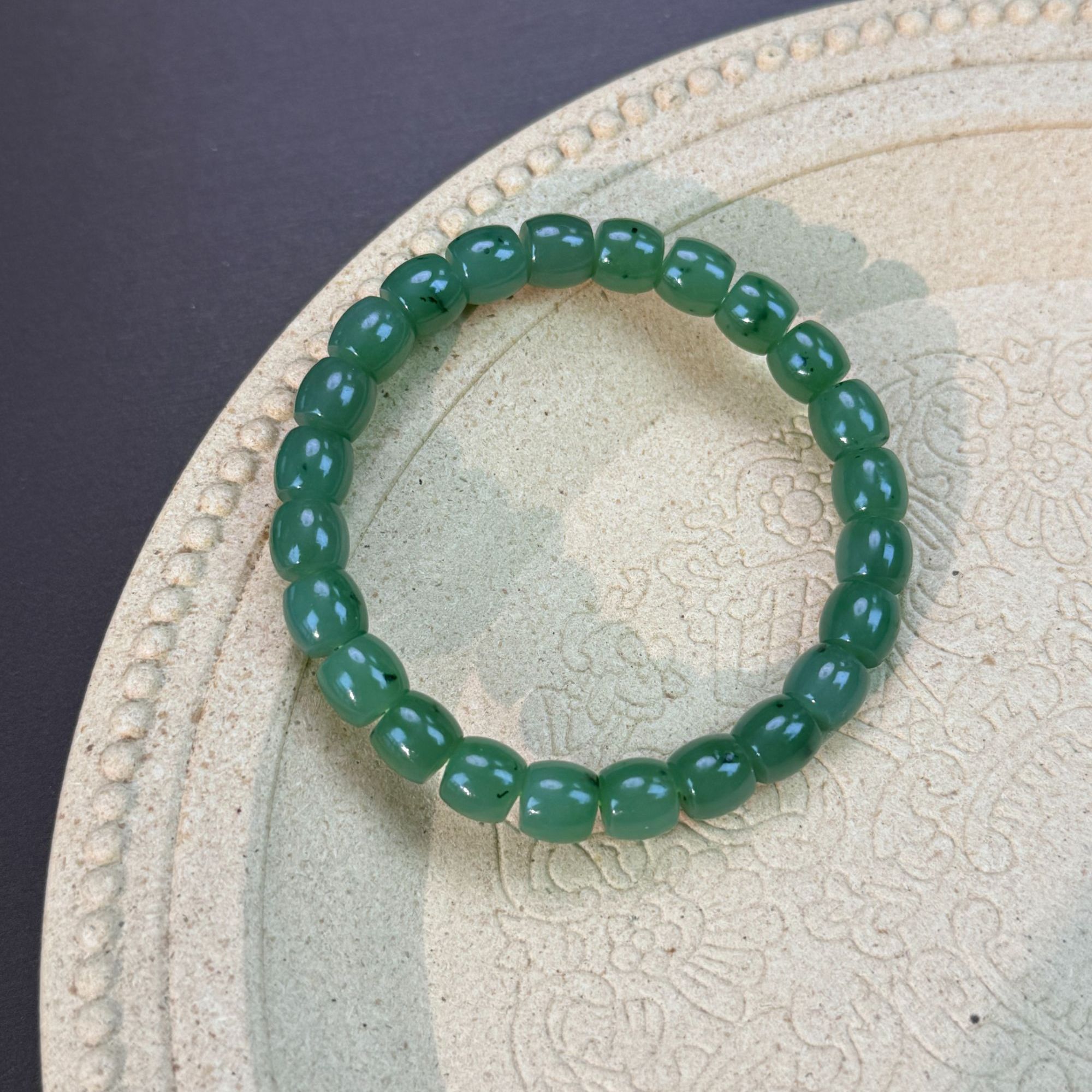 【青芜】直切碧玉手串绿色百搭单圈8mm女款天然和田玉和田玉直播