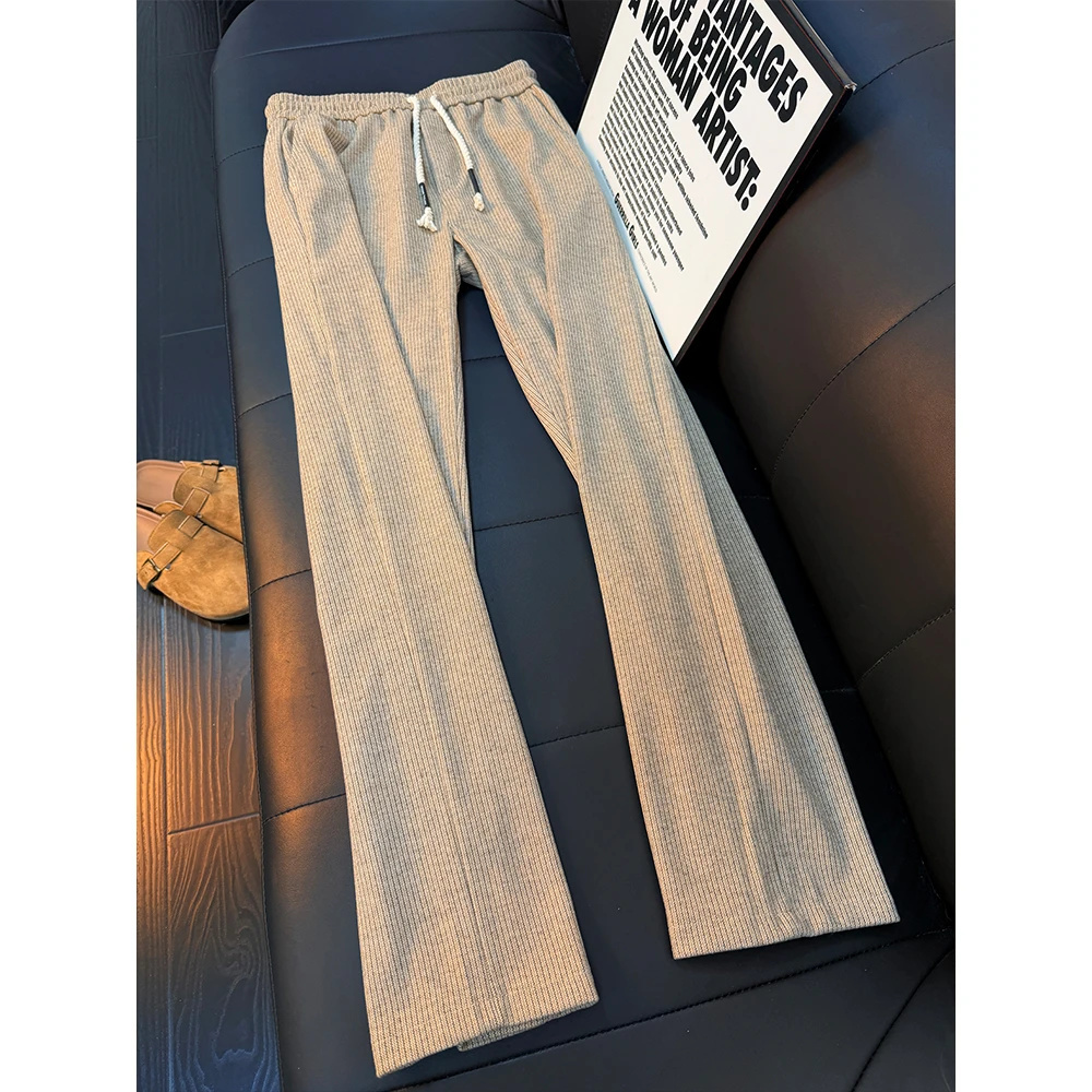 美式复古灯芯绒休闲裤子男款秋季潮牌宽松垂感直筒长裤宽松运动裤