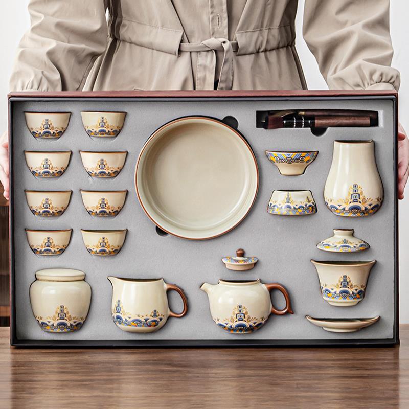 RUONDMAM2025新款2025新款汝窑功夫茶具套组送长辈陶瓷喝