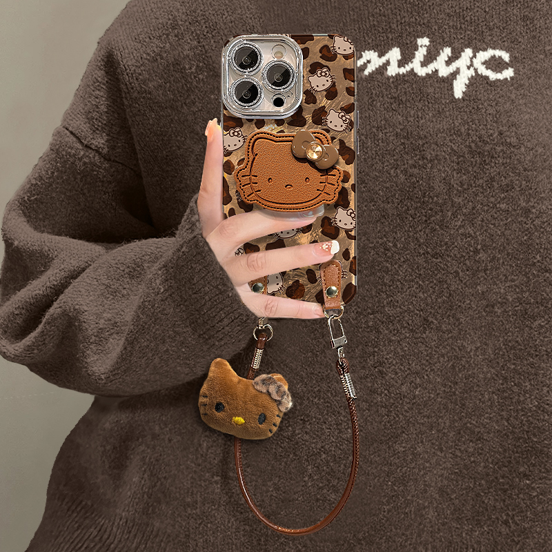 满屏KT猫适用苹果17华为vivo/oppo小米iPhone16精孔冰川纹手机壳