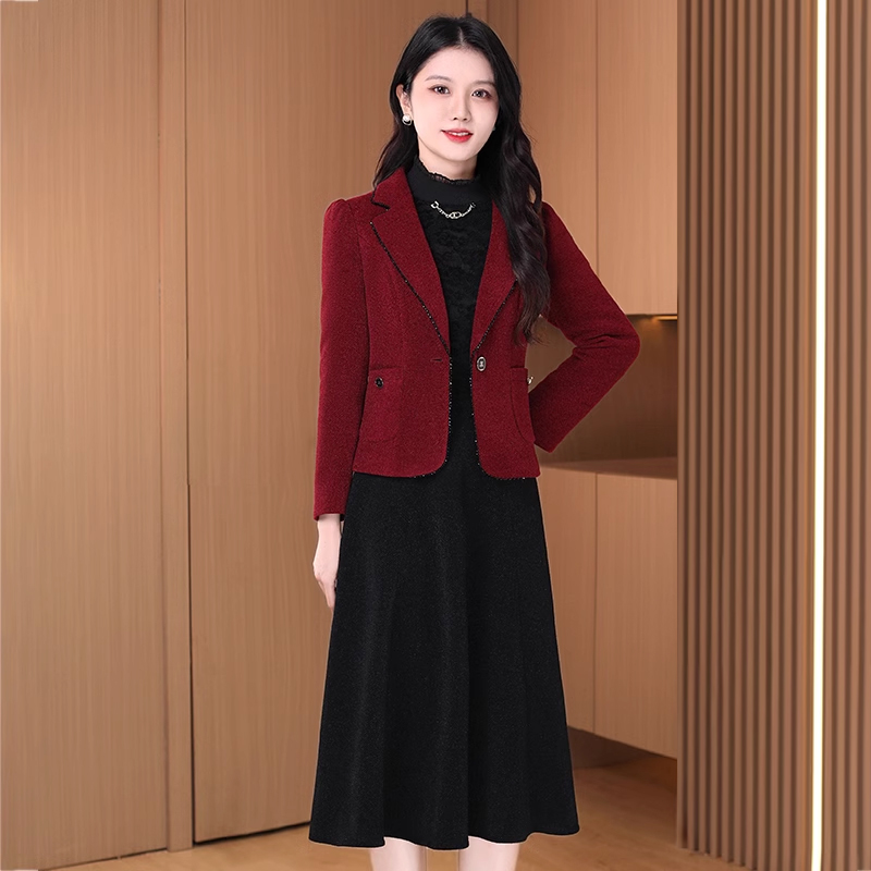 小香风结婚长辈一整套装连衣裙女2025春季新款十三行爆款妈妈外套