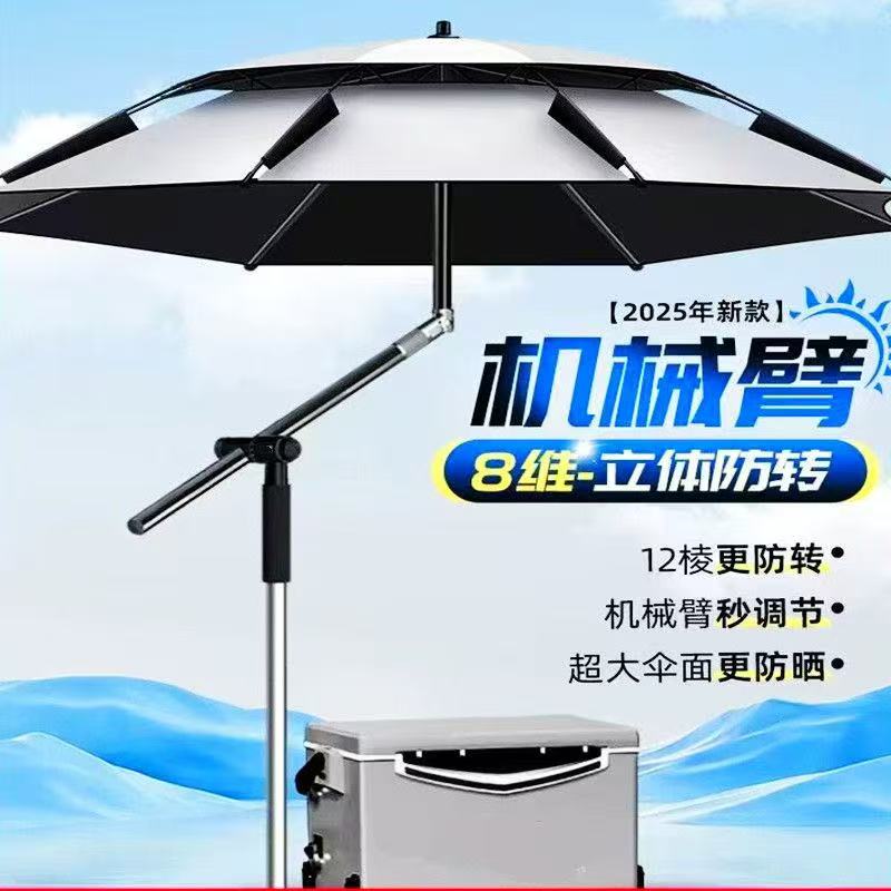 2024新款钓鱼伞户外遮阳伞钓鱼专用雨伞新型防暴晒拐杖大钓伞