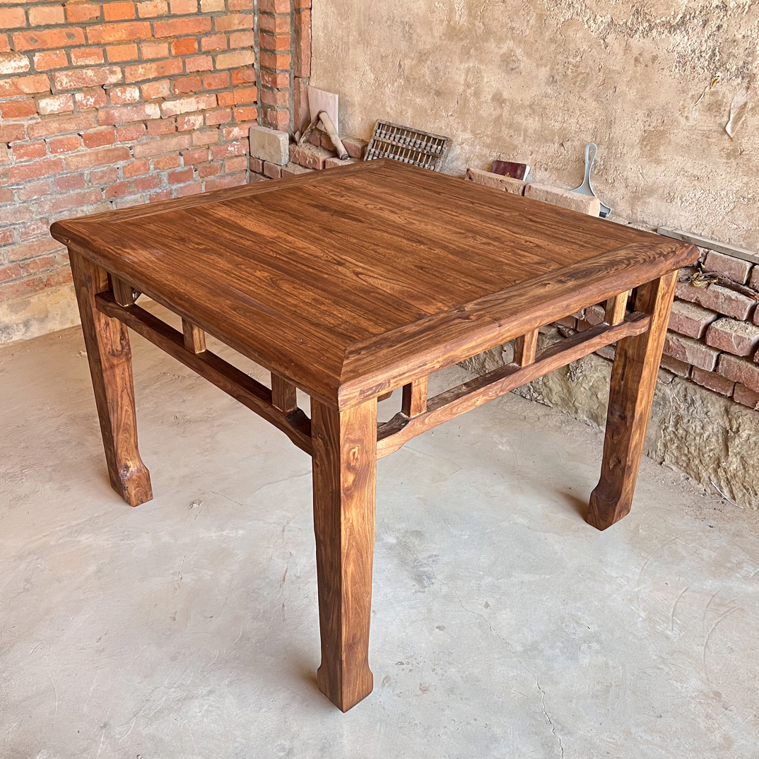 老榆木方桌八仙桌餐桌实木茶桌中式（偏远地区不包邮）
