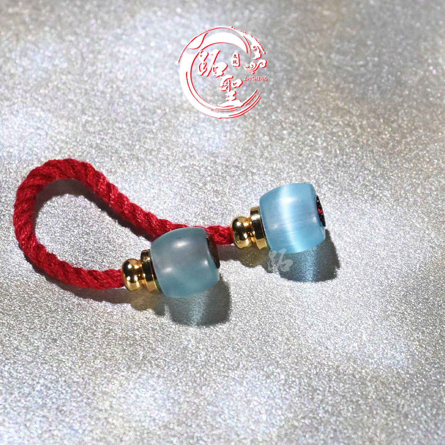 6MM深蓝猫眼石直切弟子珠文玩108星月菩提手串手持配珠一对收尾