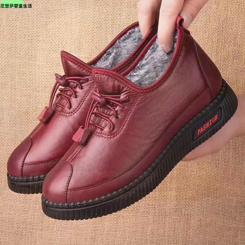 冬季老北京布鞋女棉鞋高帮加绒妈妈防滑软底老轻便女款高帮帆布鞋