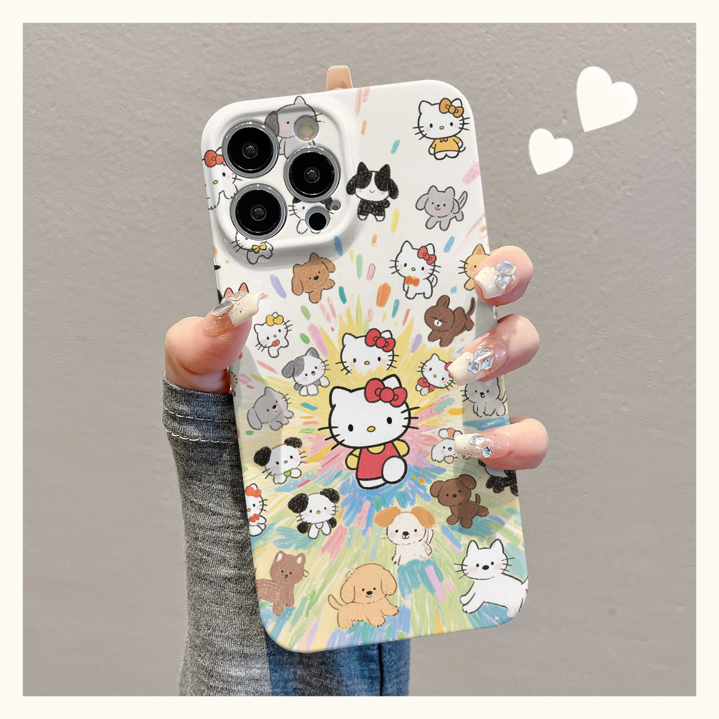 涂鸦小狗KT猫适用苹果17/16菲林手机壳华为卡通vivo小米15可爱opp