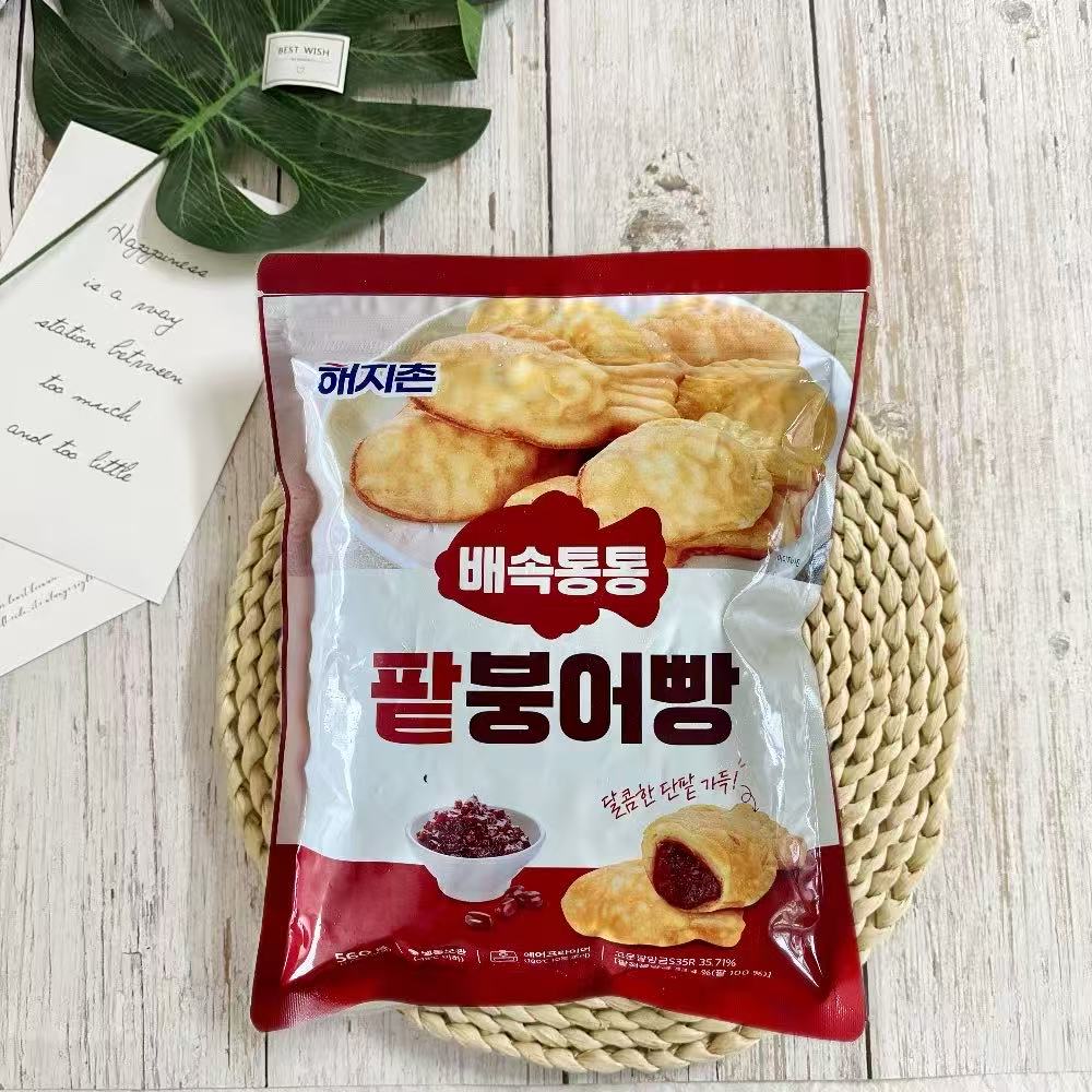 韩国进口海地村鱼形烧红豆鲫鱼型烧奶油泡芙鱼形烧560g