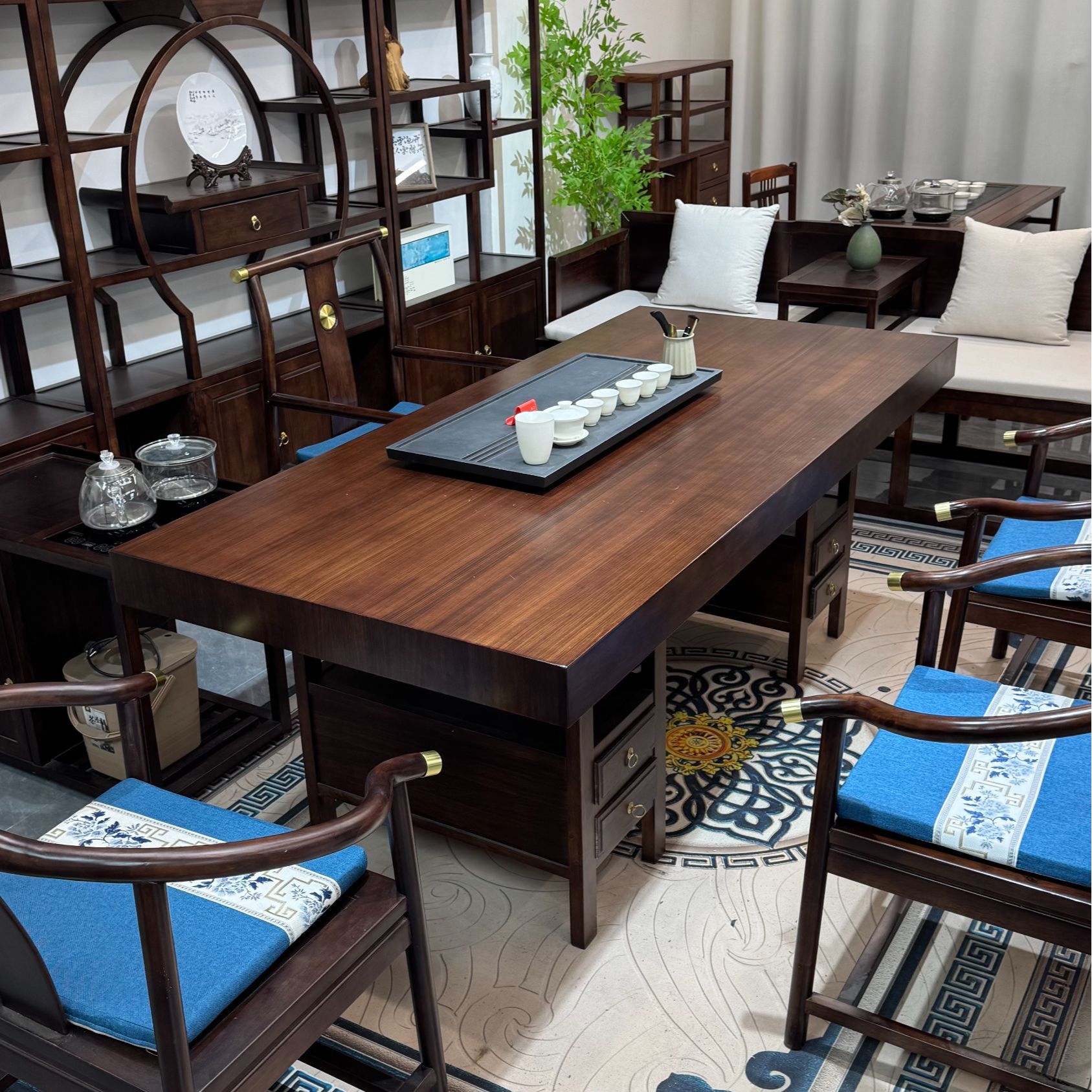 【专属链接】大板茶桌椅组合新中式家用茶几办公室禅意干泡茶台茶桌