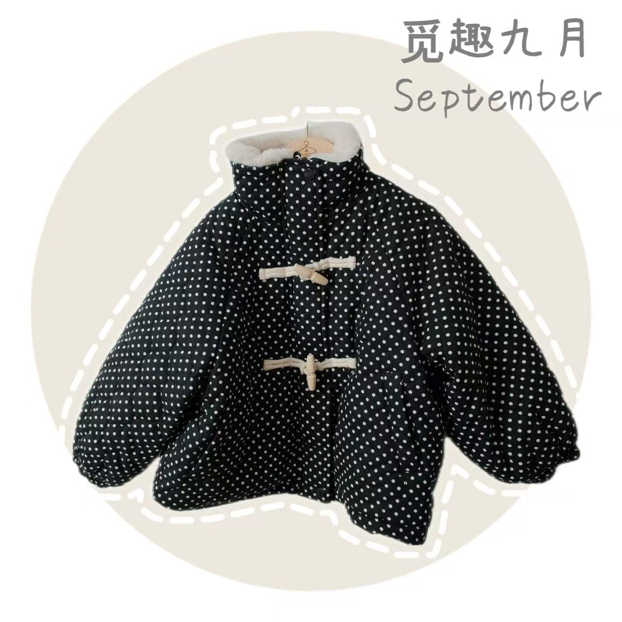 加绒秋冬中小童棉服碎花女童过年外套