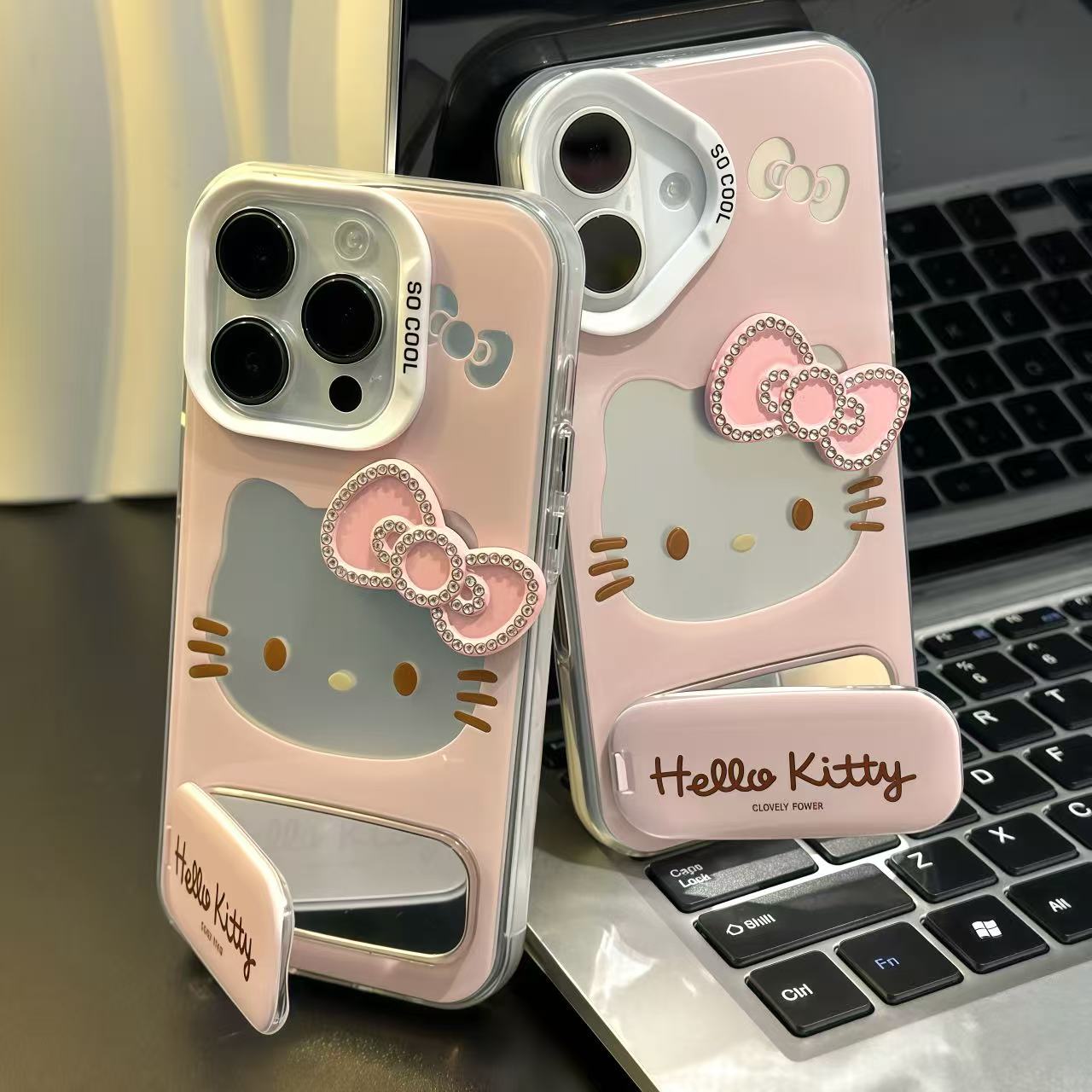 镂空蝴蝶结Kitty支架适用iPhone苹果16手机壳华为vivo小米15oppo