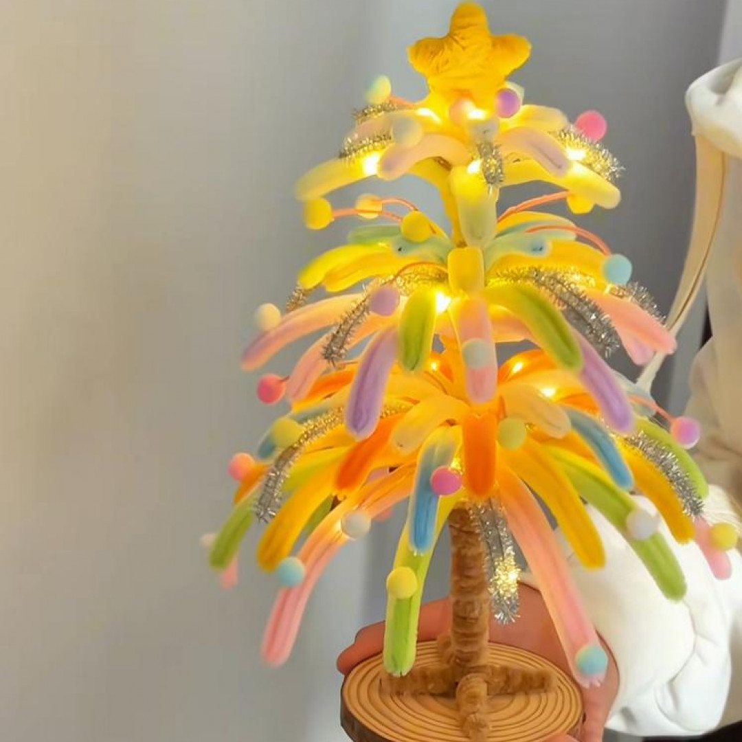 圣诞节扭扭棒烟花圣诞树发光小夜灯氛围感手工DIY摆件圣诞节礼物