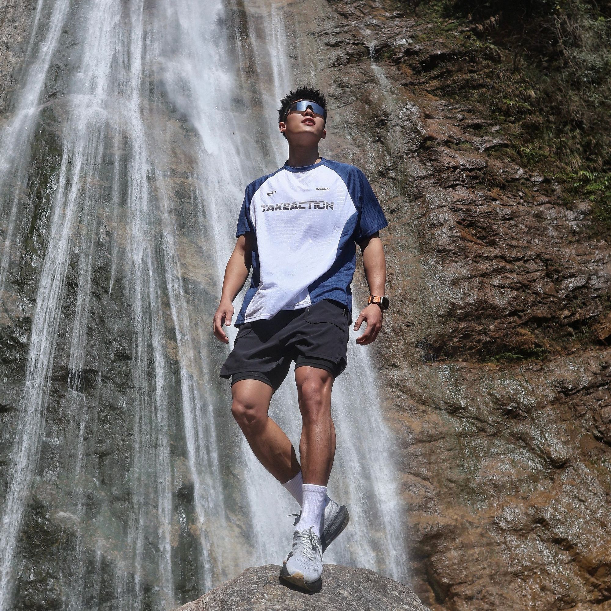 夏季新款凉感美式拼撞色健身训练户外运动透气短袖投篮服速干宽松