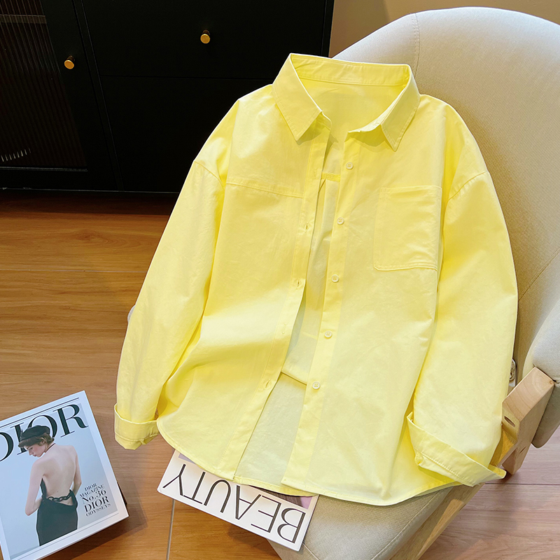 奶黄色衬衣女款爆款2026新款正品宽松小个子百搭显瘦薄款休闲衬衣