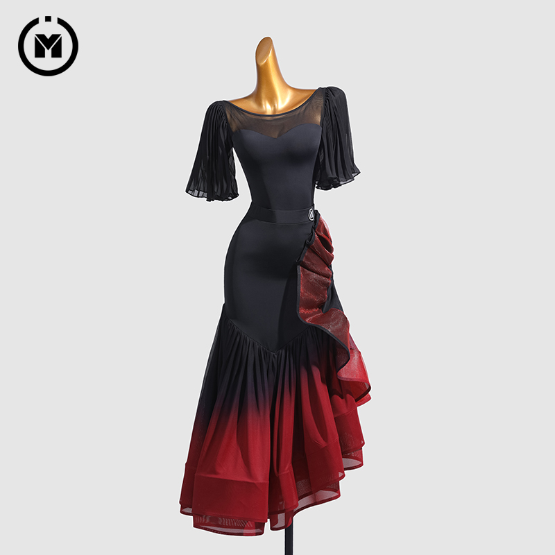 IAMYC摩登舞服女新款舞蹈服装渐变舞裙演出服B10008+B20027