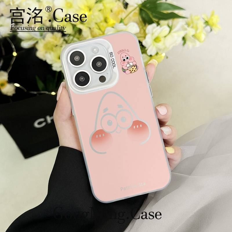 大脸派大星表情彩银壳适用于iPhone苹果17手机壳华为oppo小米手机