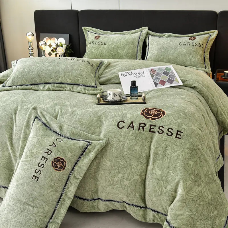 富安娜A类牛奶绒床单四件套加绒加厚轻奢双面绒绒被被套被罩