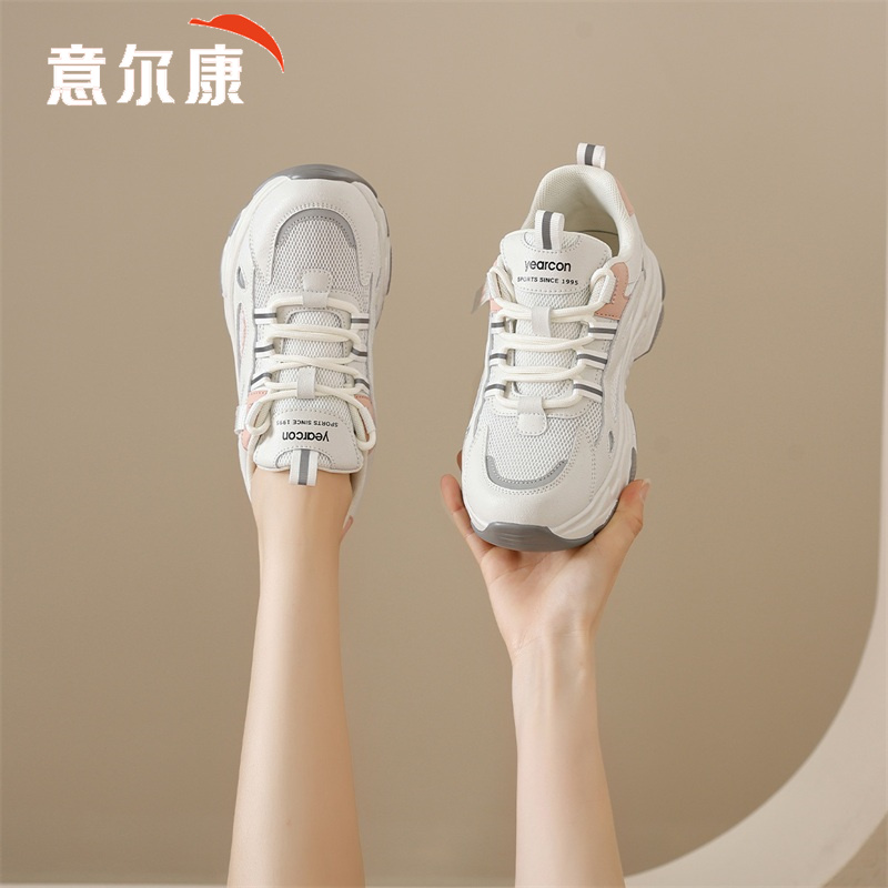 意尔康老爹鞋女鞋2025夏季新款网面透气百搭女士厚底增高休闲潮鞋