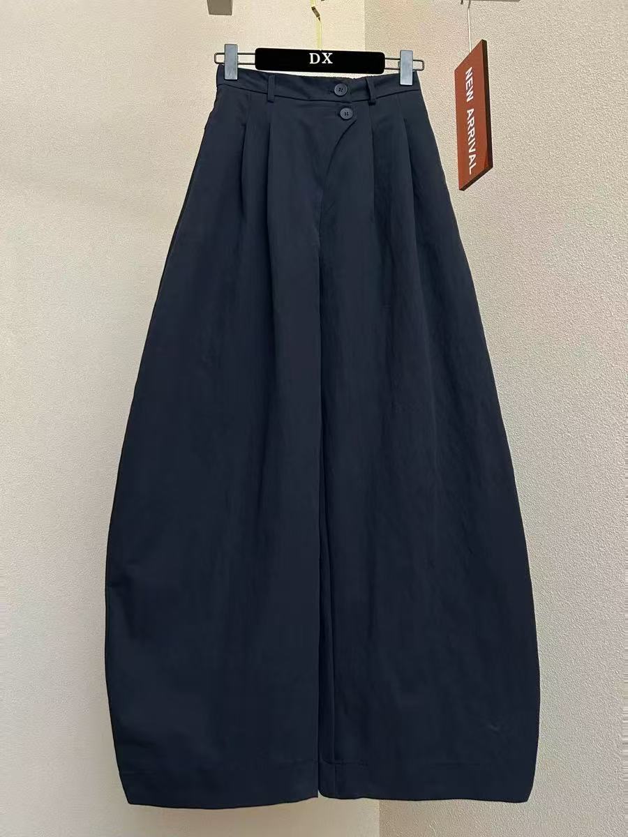 时尚韩系2025秋冬季新款半松紧高腰休闲宽松简约百搭阔腿裤弯刀裤