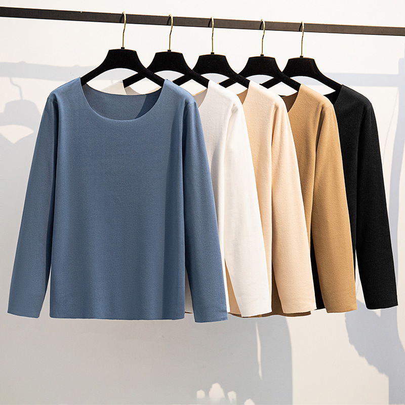 大码女装300斤胖MM秋季无痕双面德绒修身保暖打底衫5366