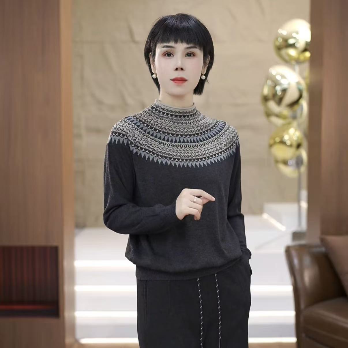 【渲渲推荐】HYF-5133冬季休闲时尚费尔岛毛衣