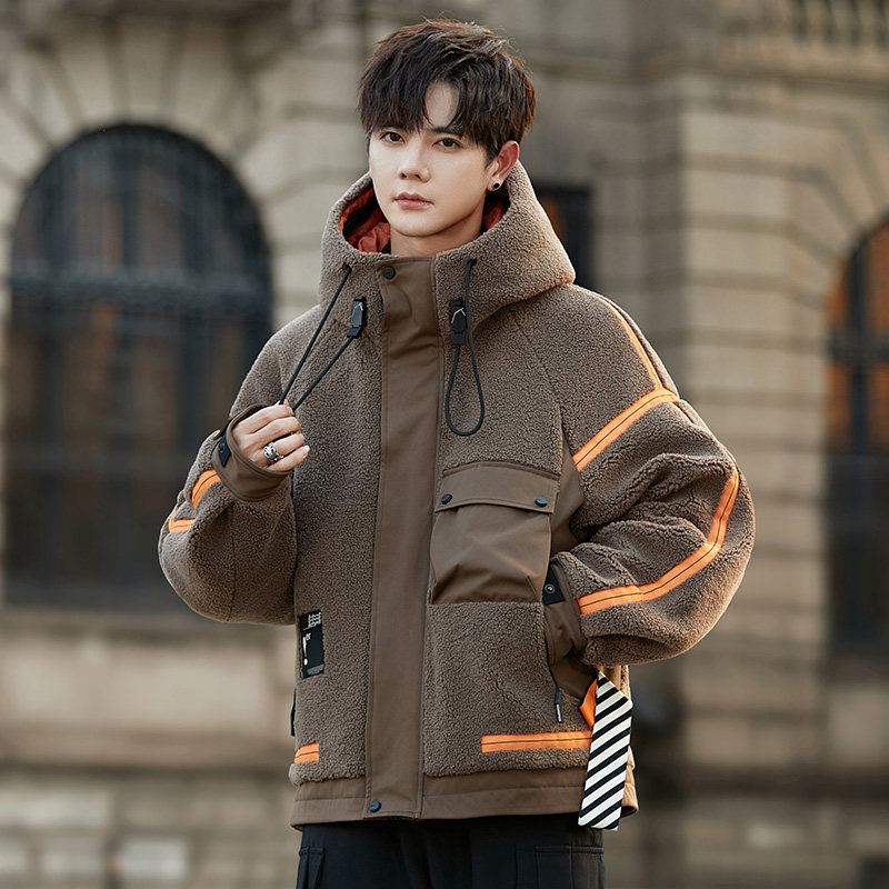 羽绒服男款冬季加厚保暖25年新款潮流青少年羊羔毛防寒派克服外