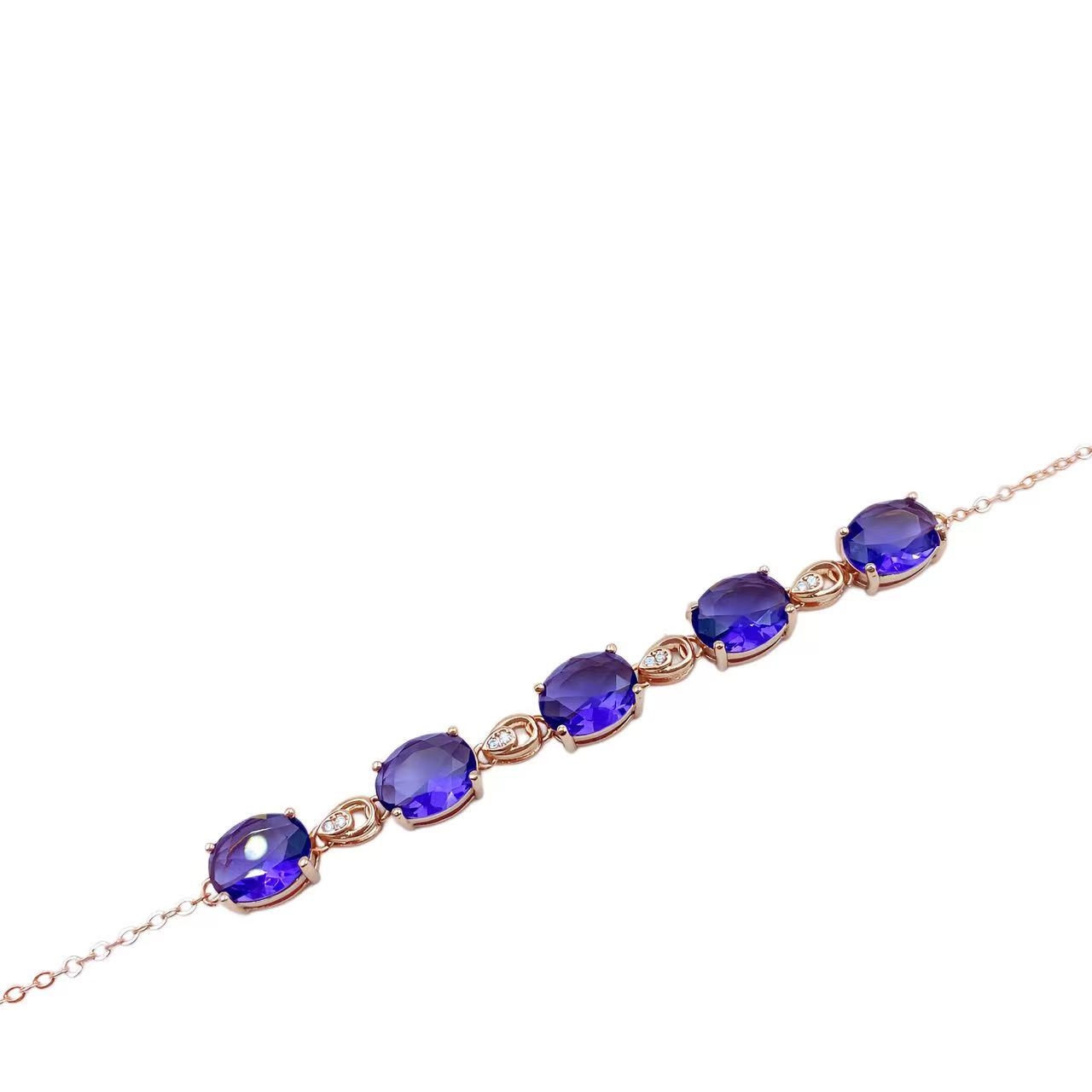 紫水晶轻奢鸽子蛋手链C1248- 赠包装合金