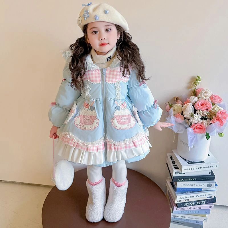 女童棉服冬季2025新款洋气儿童棉衣保暖时髦女宝宝洛丽塔外套加厚