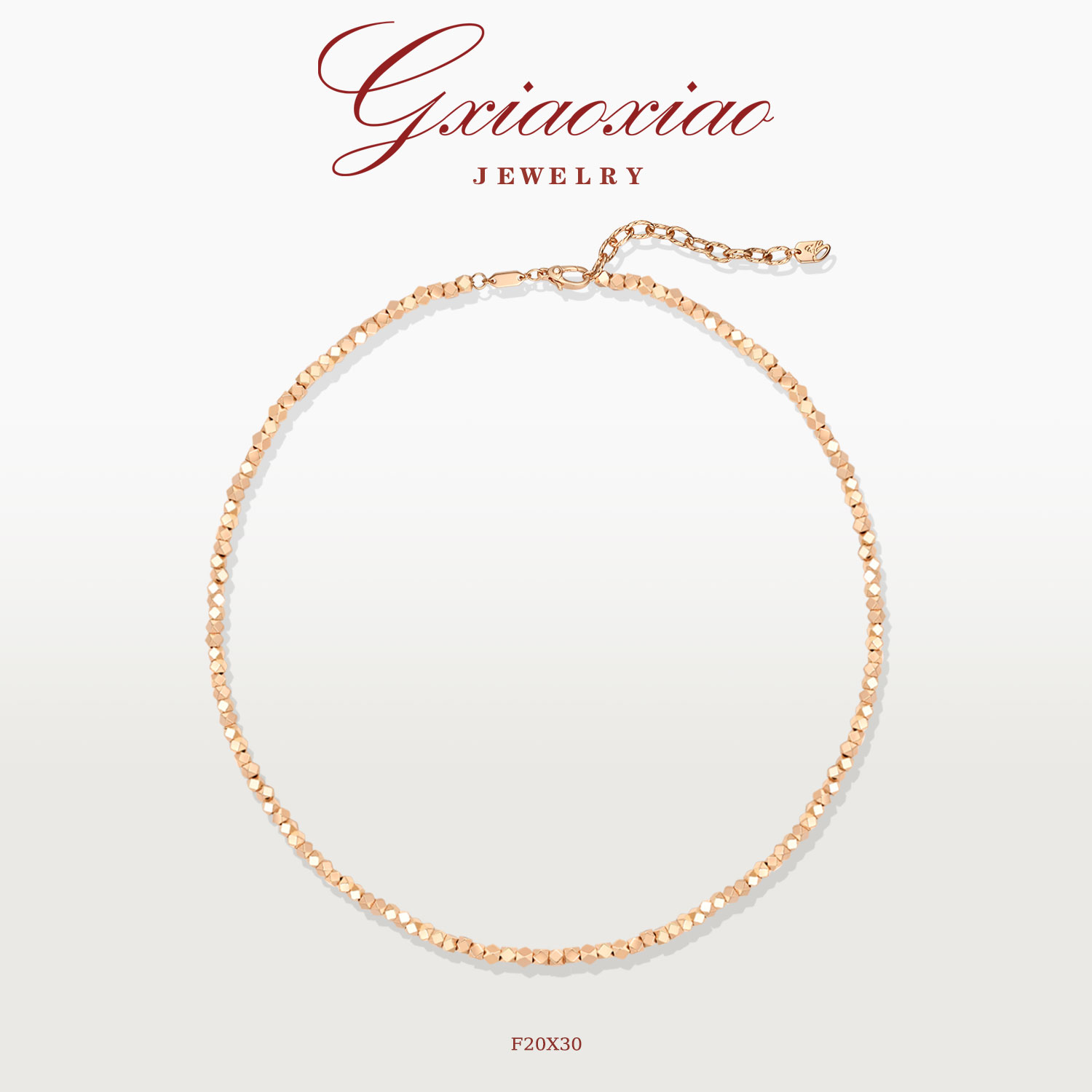 G XIAOXIAO 镀K金 法式气质百搭闪耀方块项链 F20X28 F20X30