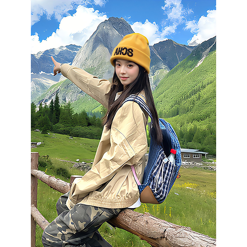 黄色针织帽女2025新款秋川西旅游山系堆堆帽子大头围包头毛线冷帽