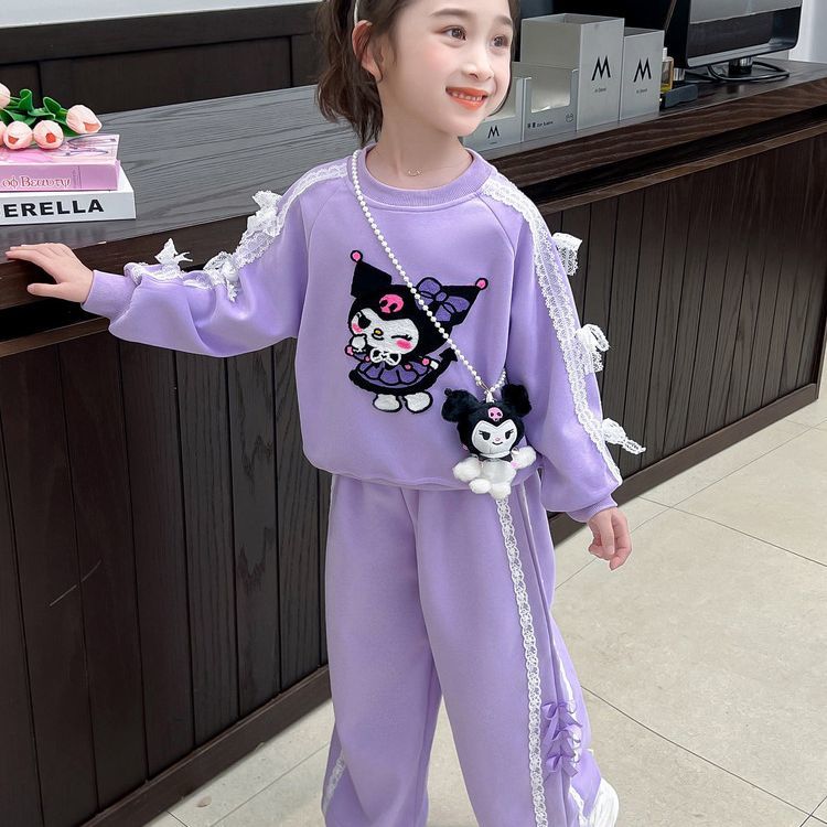 戴维贝啦儿童库洛米卫衣套装女童2025春秋新款洋气库洛米两