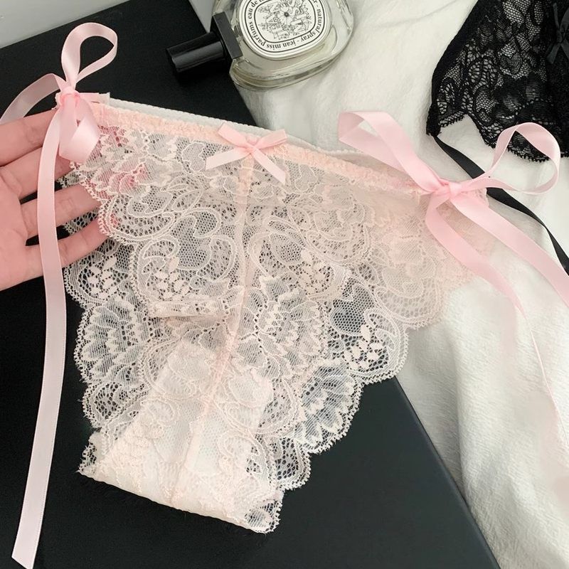 甜系斩男·全蕾丝内裤女纯欲性感透明绑带夏季薄款少女三角裤低腰