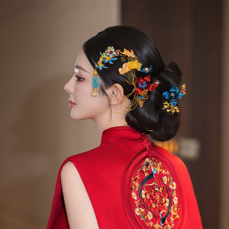 合金婚庆饰品 小众新款国风手作新娘中式高端系列婚礼头饰品D0648