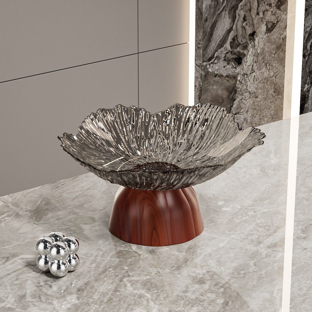 透明高脚水果盘家用客厅茶几轻奢高档沥水果盆新款糖果零食摆放盘