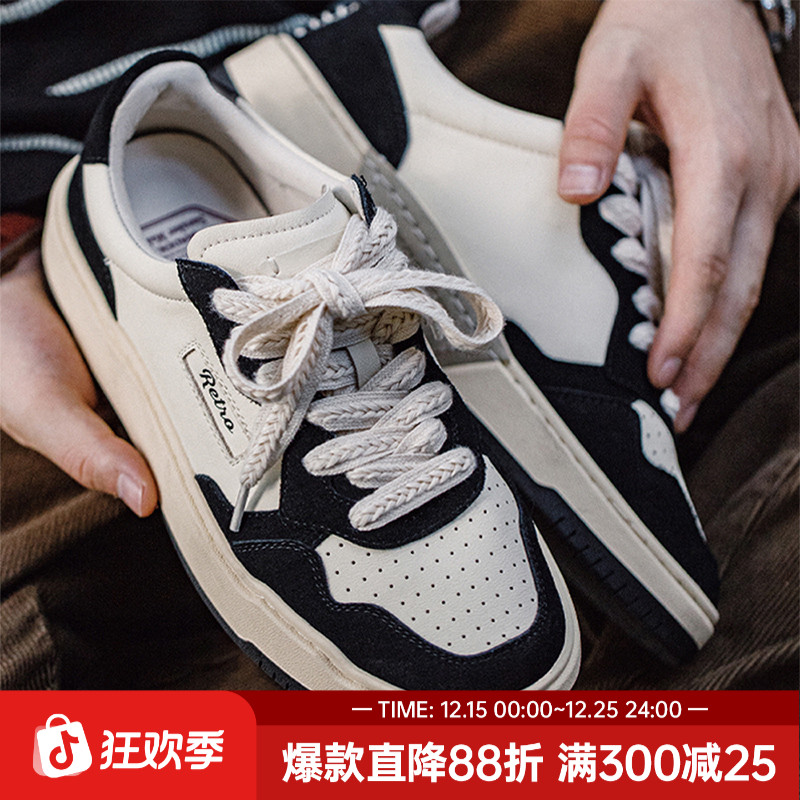 马登25低帮黑白熊猫板鞋男鞋秋季运动白鞋潮鞋小众百搭透气休闲鞋