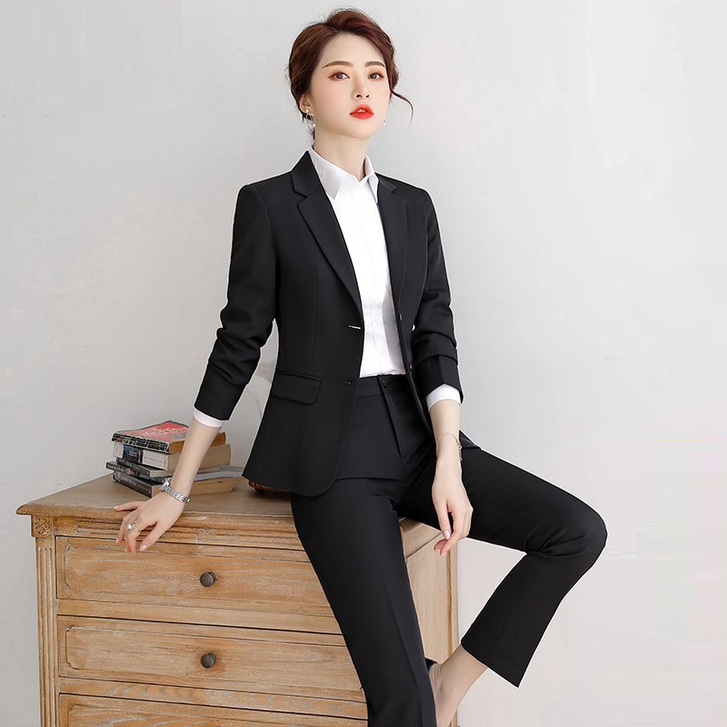 黑色西装套装女士职业装面试正装春秋气质小西服外套工作服秋季