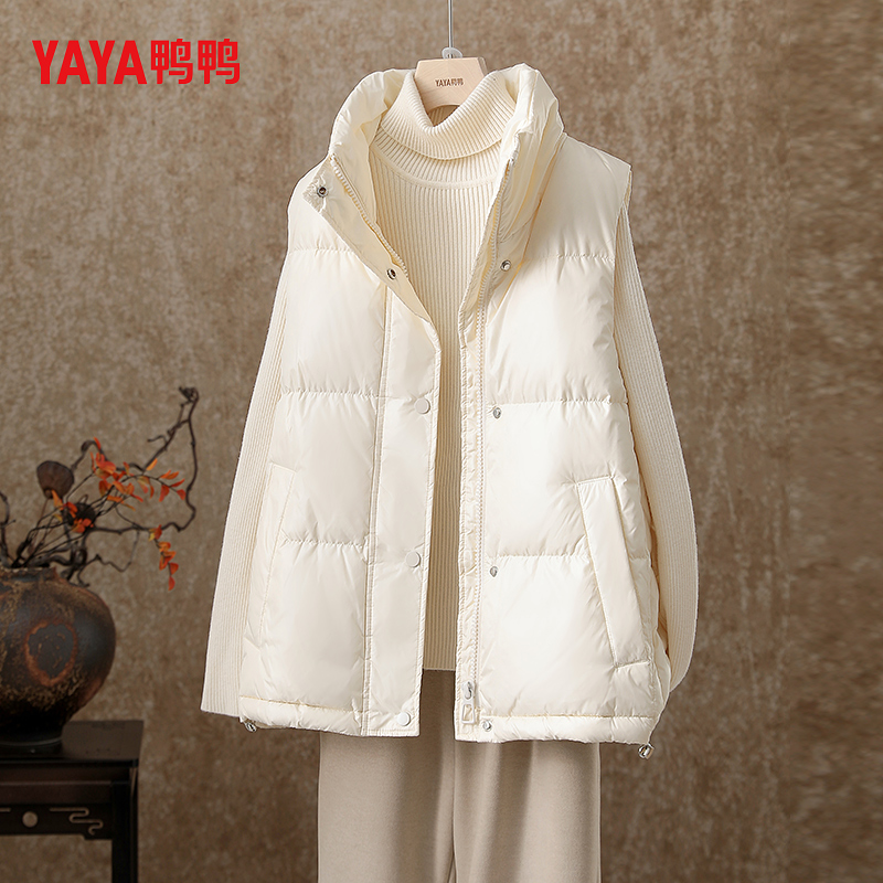 鸭鸭2025新款轻薄羽绒马甲女款短款立领无袖百搭坎肩冬百搭外套
