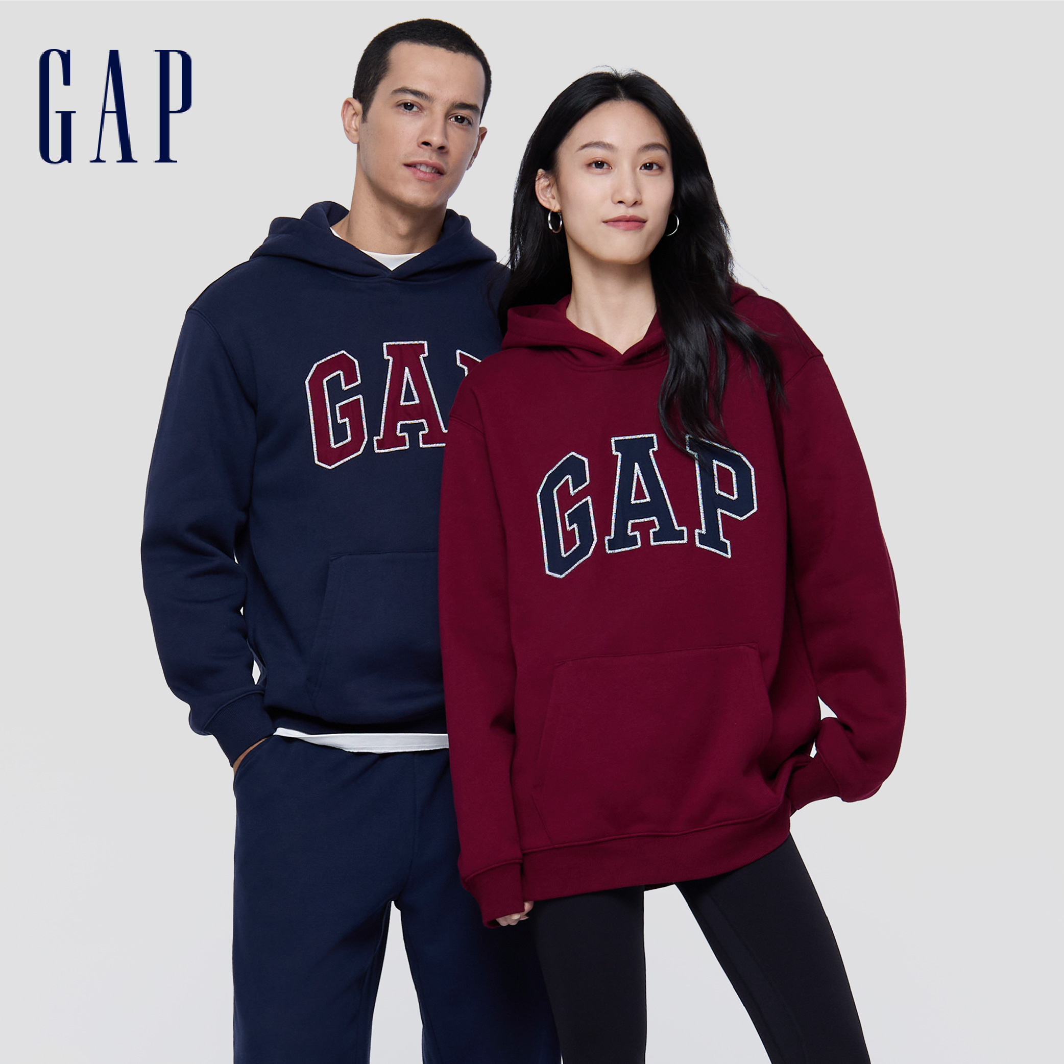 成毅代言Gap男女同款秋款经典抓绒连帽卫衣情侣装 DR 786381