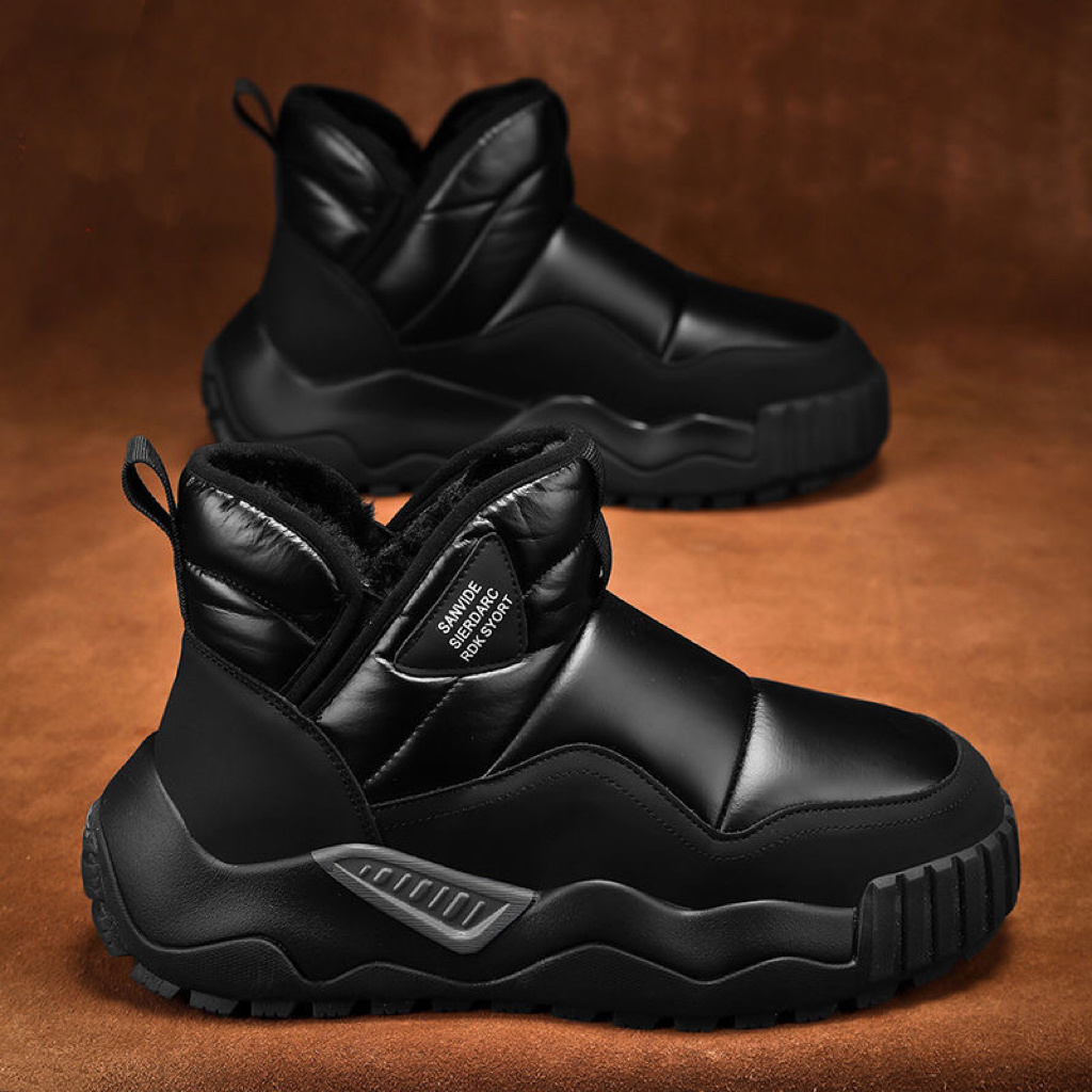 高帮男鞋秋冬季新款加绒棉鞋防水防滑雪地靴男厚底增高运动马丁靴