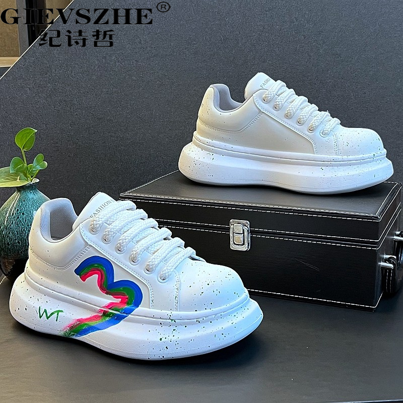 纪诗哲轻奢高端板鞋男厚底增高小白鞋秋季新款韩秋季厚底复古板鞋