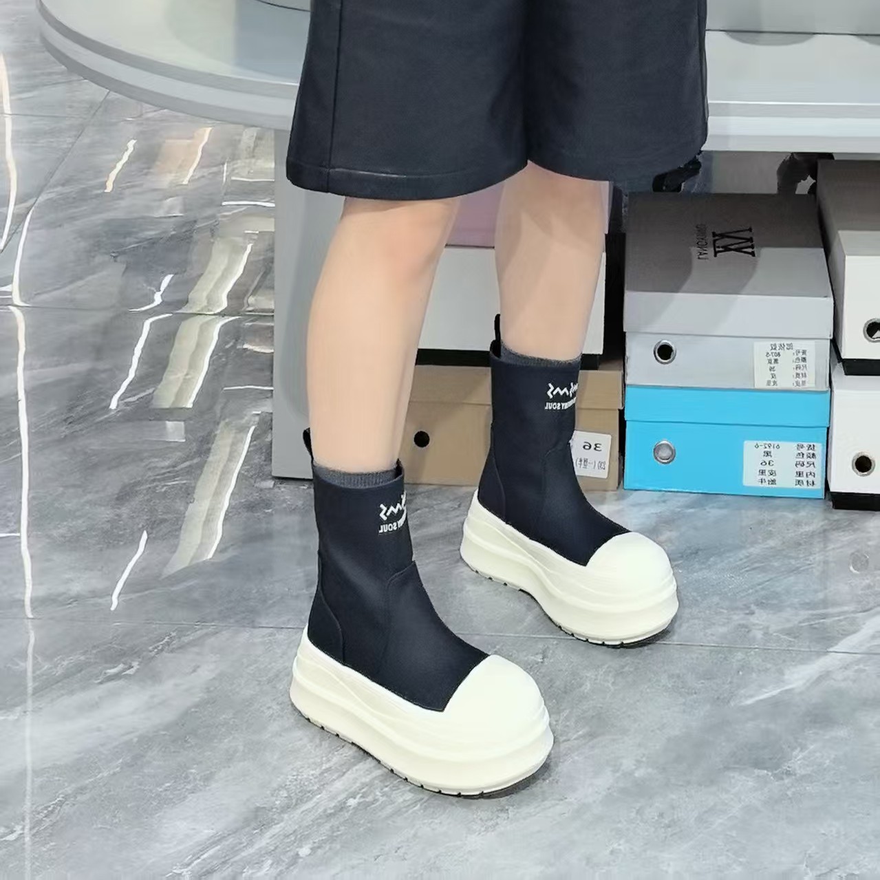 玛莎玛索219-68早秋新款弹力靴(跟高6厘米)