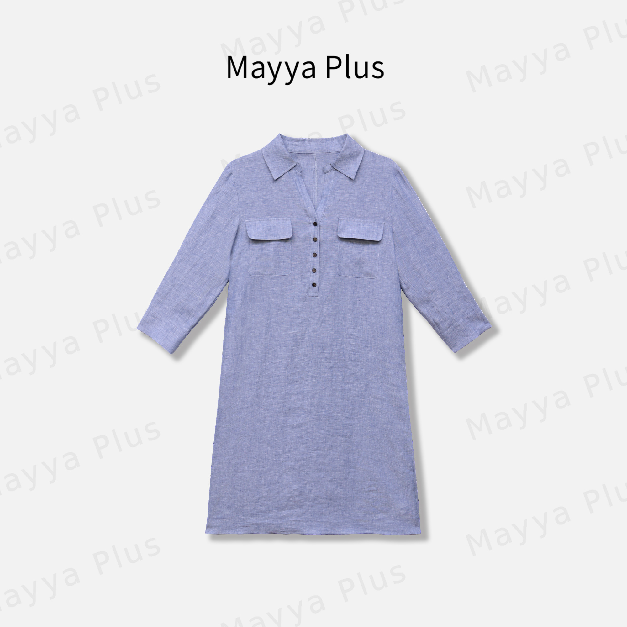 【天空之境】Mayya Plus麦芽定制早秋新款慵懒风亚麻连衣裙32529009