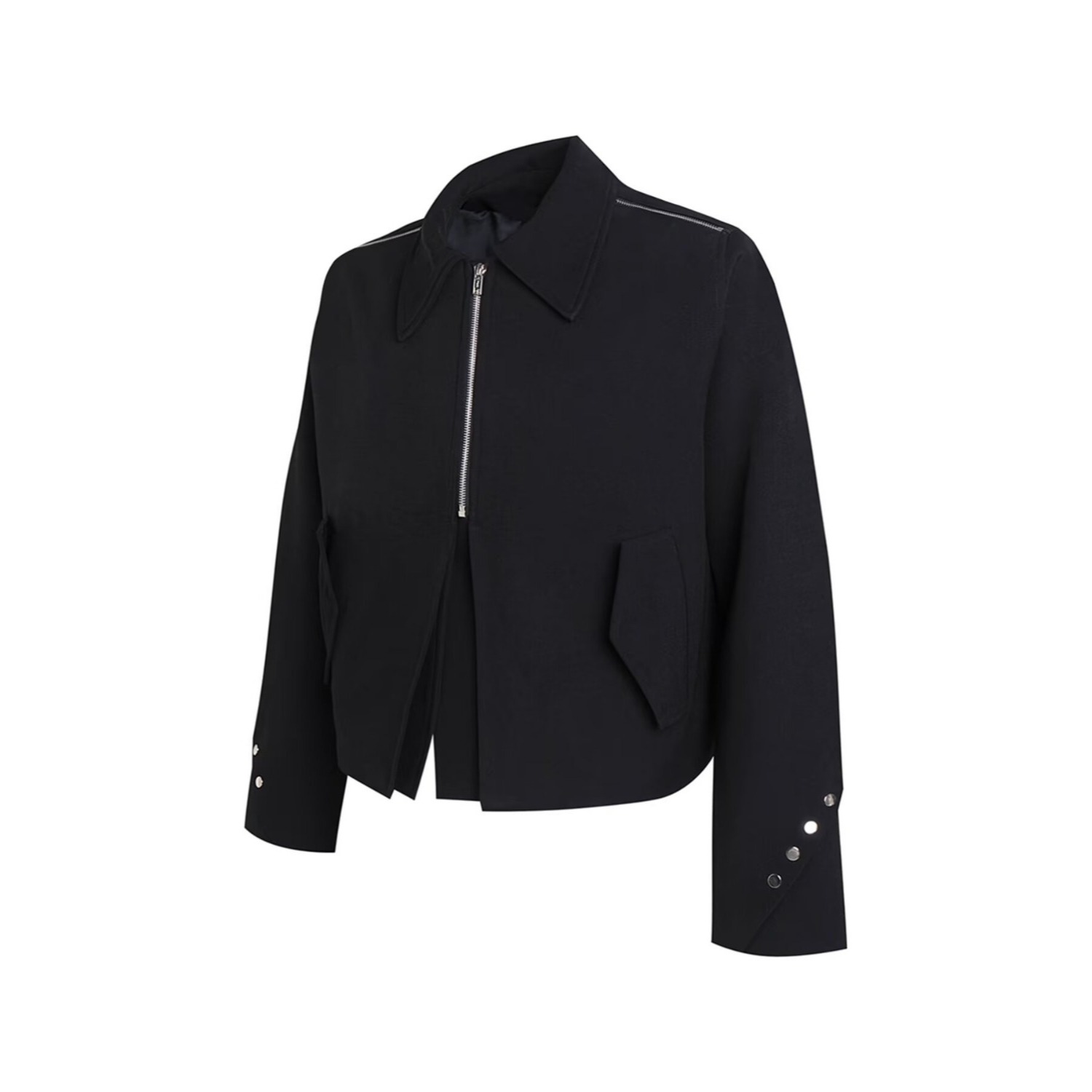 高街vibe风简约黑色短款男潮牌宽松休闲上衣短款外套男夹克秋季