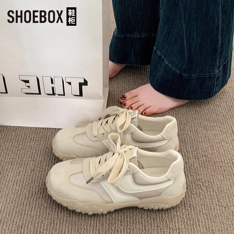 SHOEBOX鞋柜百搭厚底德训鞋女2025新款夏显脚小软底休闲阿甘鞋