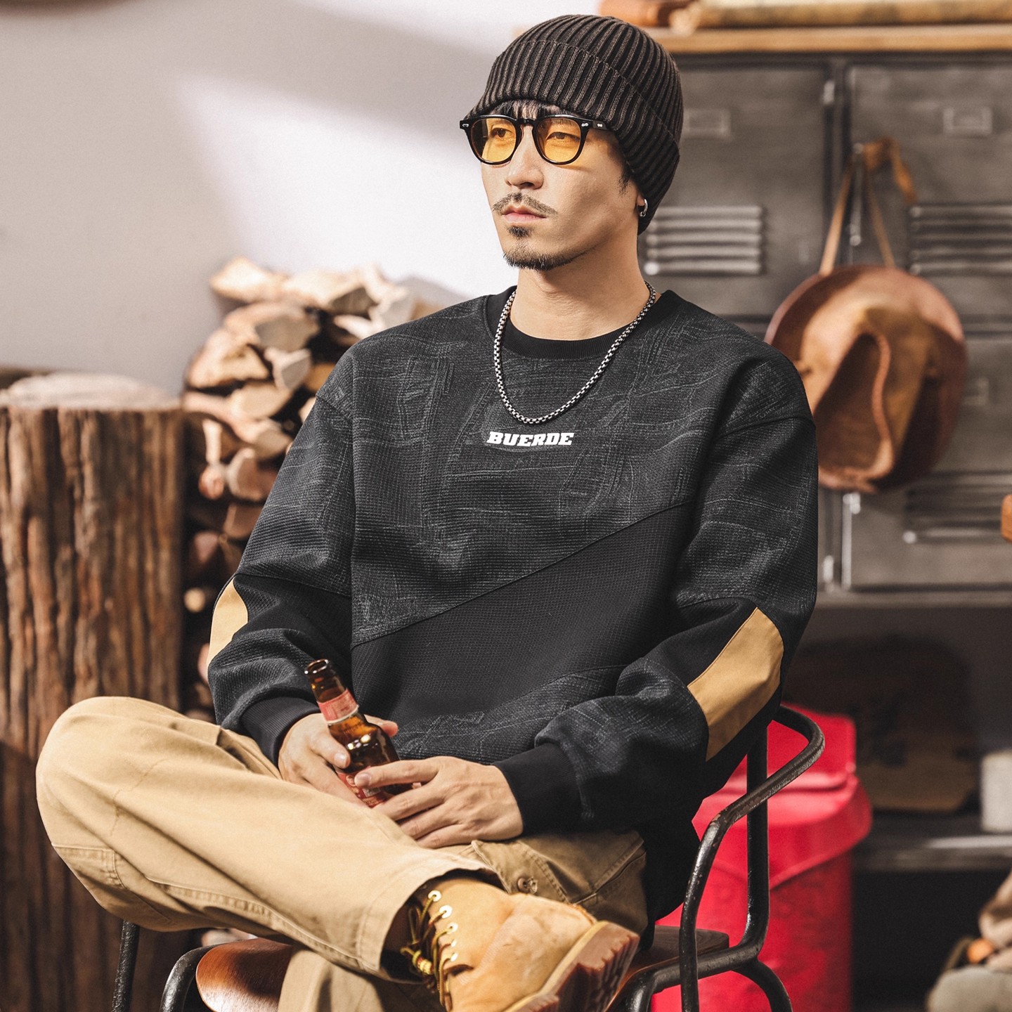 美式复古百搭重磅卫衣男秋冬2025新款潮牌宽松大码长袖休闲上衣男